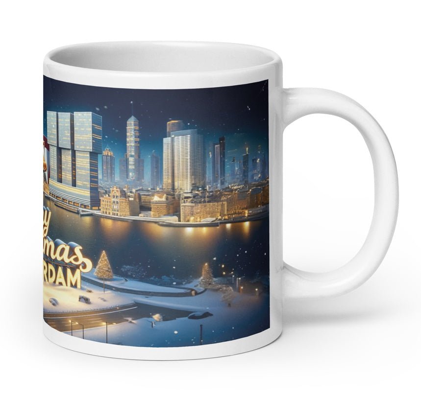 Merry Christmas Rotterdam - De Kerstman Vliegt Over de Skyline Mok