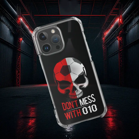 Feyenoord telefoonhoesje iPhone, rood-wit schedelontwerp, stoer en uniek