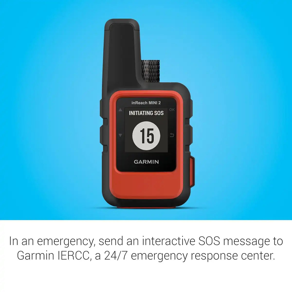Garmin inReach Mini 2 activeert SOS-noodoproep via satelliet naar 24/7 noodhulpcentrum IERCC