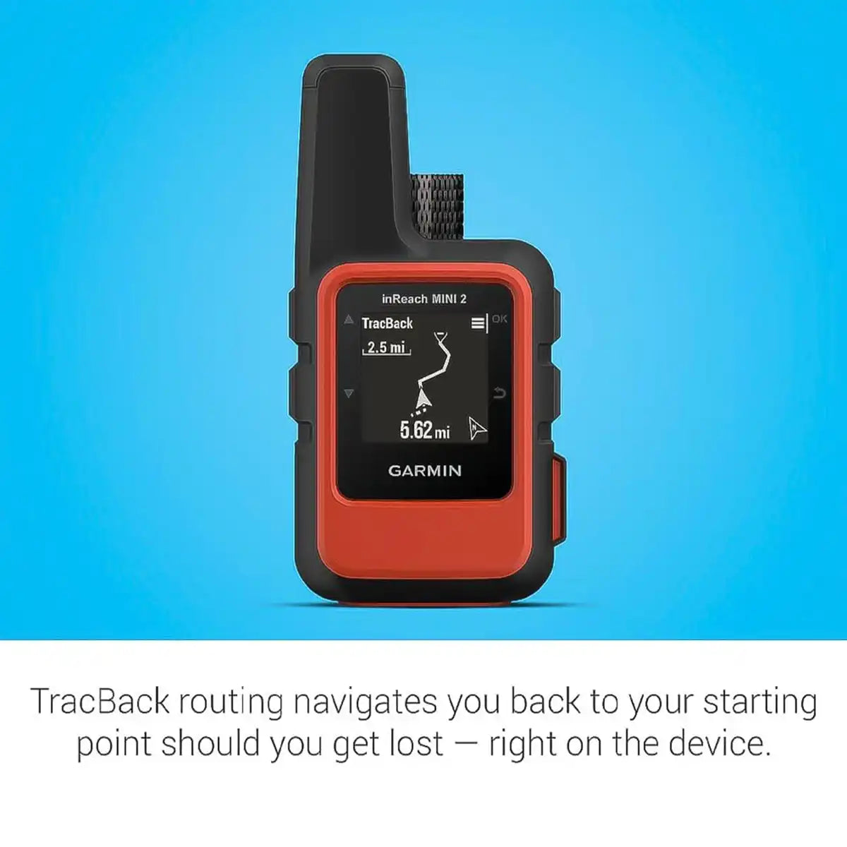 Garmin inReach Mini 2 met TracBack GPS-functie voor navigatie en route terug naar startpunt