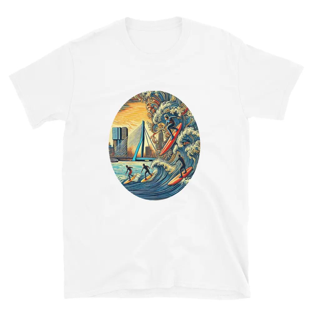 Wit Rotterdam Surfen T-shirt met kleurrijk