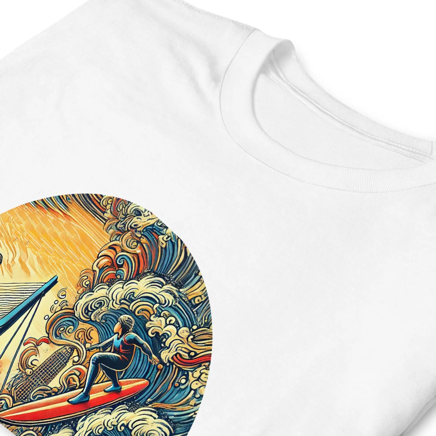 Uniseks T-shirt met korte mouw - Rotterdam Surfen Design