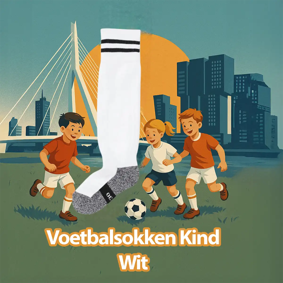 Kinderen voetballen met HEMA voetbalsokken kind wit voor gym en training in Rotterdam