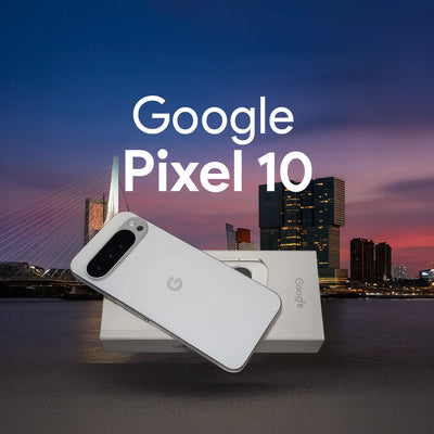 Google Pixel 10 wit smartphone Rotterdam Erasmusbrug achtergrond Nederlandse winke