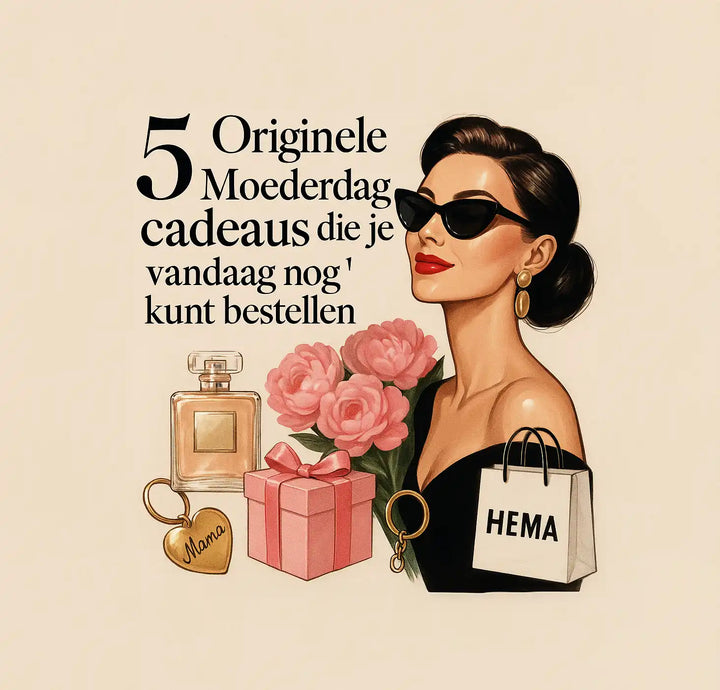 Illustratie van origineel moederdagcadeau met luxe verwenpakket en stijlvolle producten