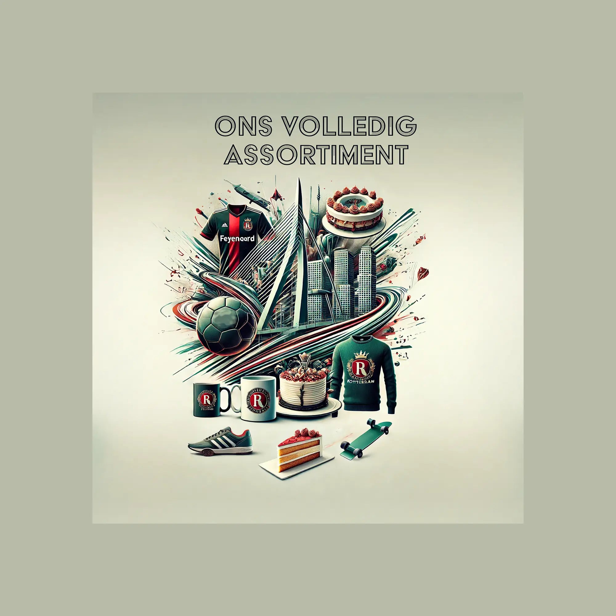 Ons Volledig Assortiment met Rotterdam souvenirs, Feyenoord cadeaus, mokken, kleding en taart