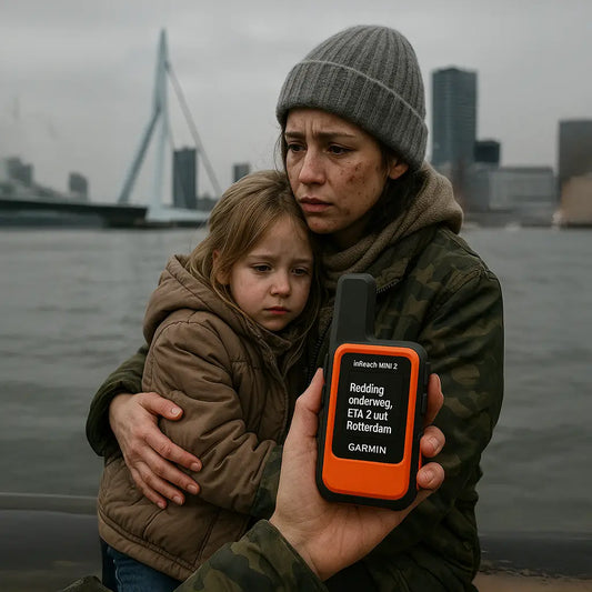 Garmin inReach Mini 2 toont redding onderweg naar Rotterdam – moeder en kind bij Erasmusbrug