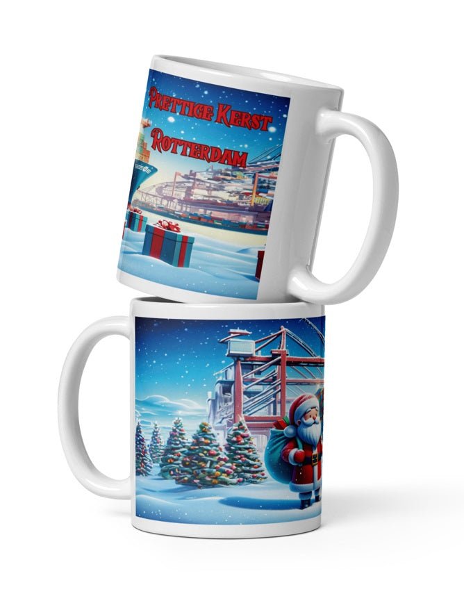 DEZE MOK IS UITVERKOCHT!!!!!  Prettige Kerst: Kerstman in Rotterdam Haven Mok
