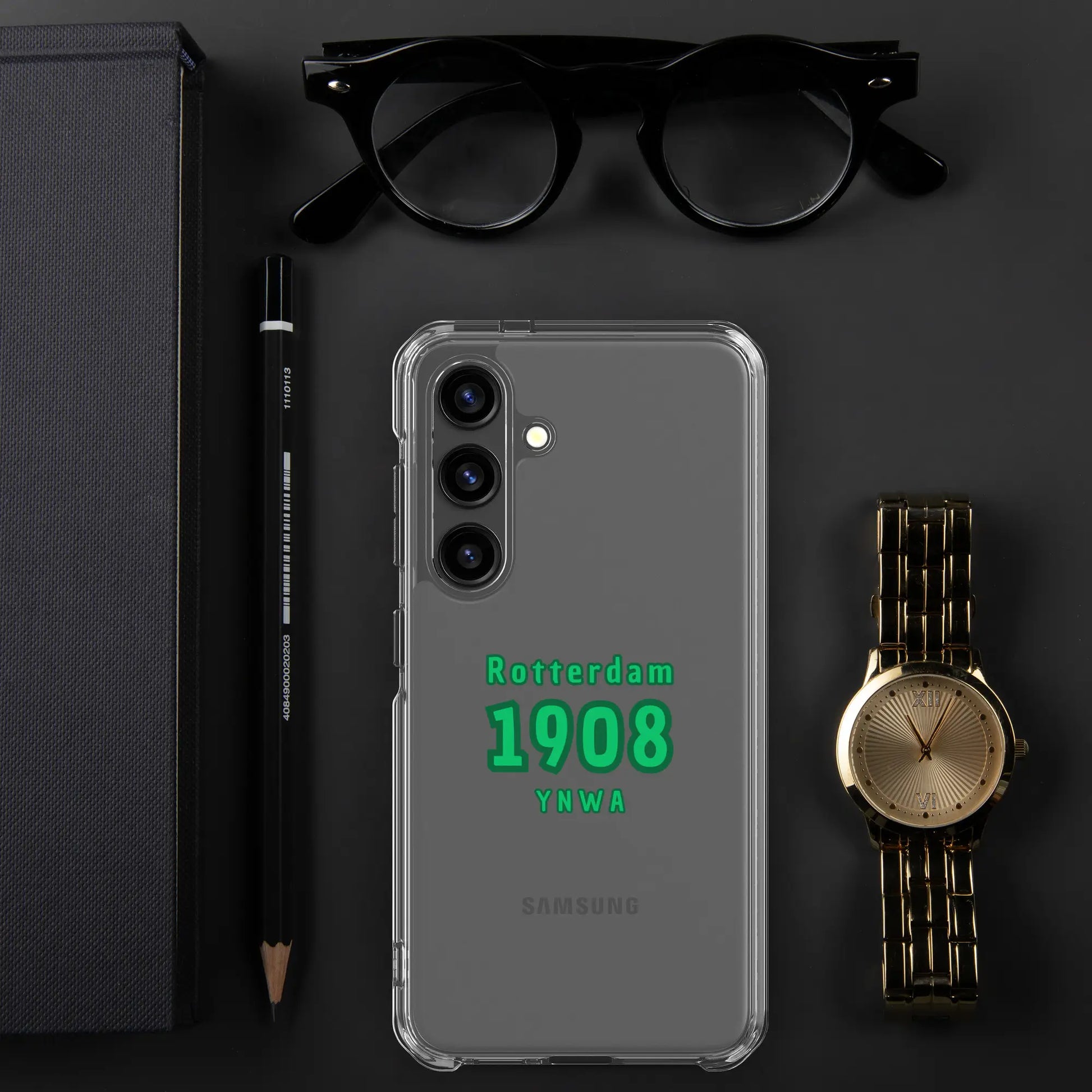 Feyenoord 1908 Samsung hoesje met YNWA design en stijlvolle achtergrond