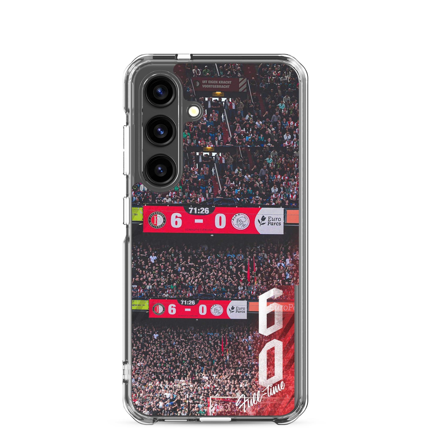 Feyenoord 6-0 overwinning telefoonhoesje met stadionfoto en score, voor Samsung