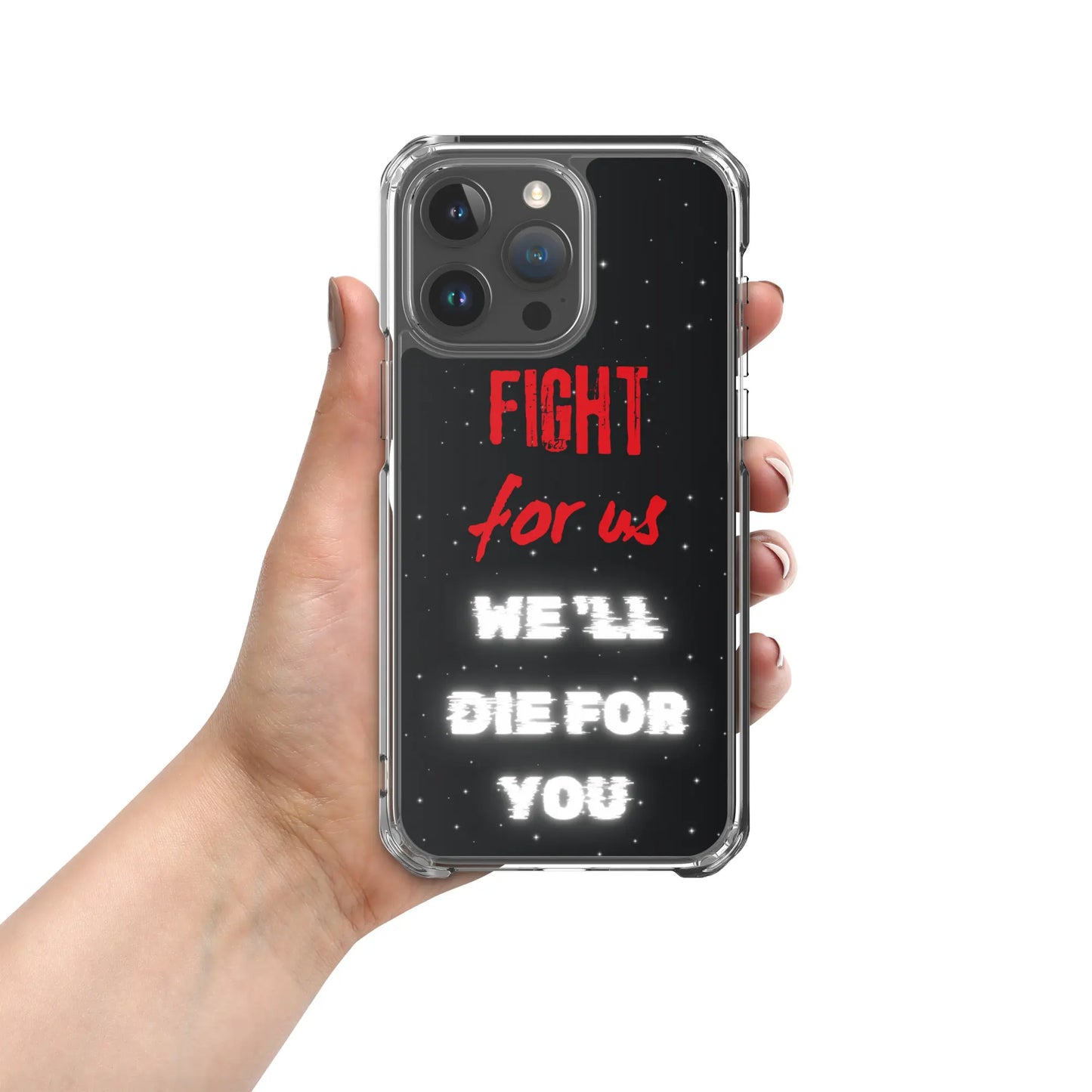 Feyenoord hoesje iPhone 12/13/14/15 en 16 - Fight for Us, We'll Die for You - transparante beschermhoes