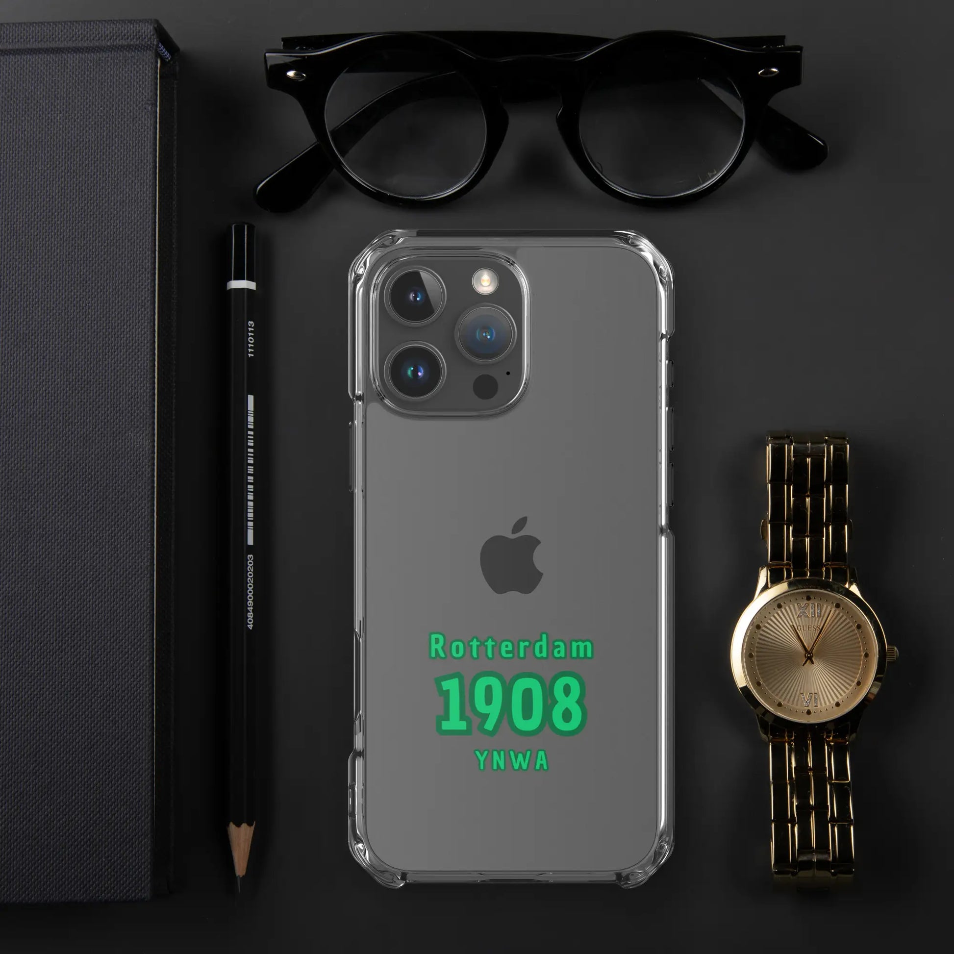 Rotterdam 1908 Feyenoord iPhone hoesje met YNWA design en stijlvolle achtergrond