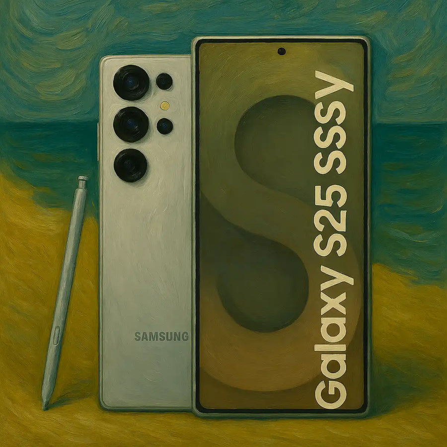 Samsung Galaxy S25 Ultra 1 TB in zwart met S Pen tegen een groene achtergrond in Rotterdam