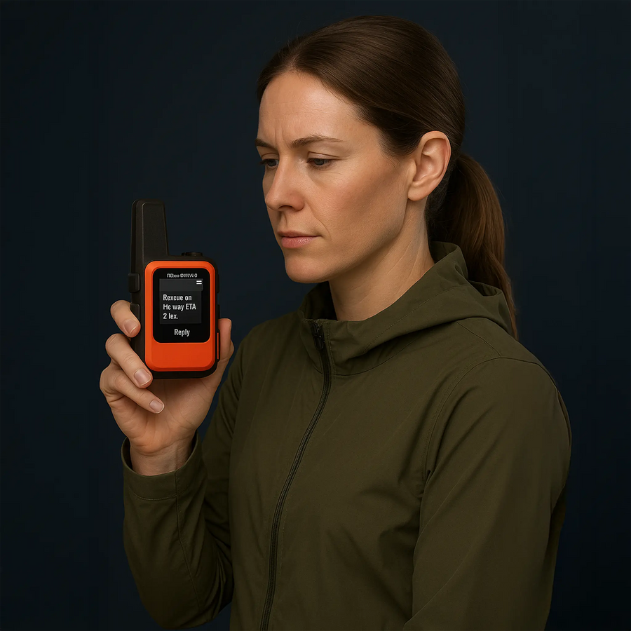 Garmin inReach Mini 2 toont “Rescue on his way ETA 2 hrs” tijdens reddingsoperatie