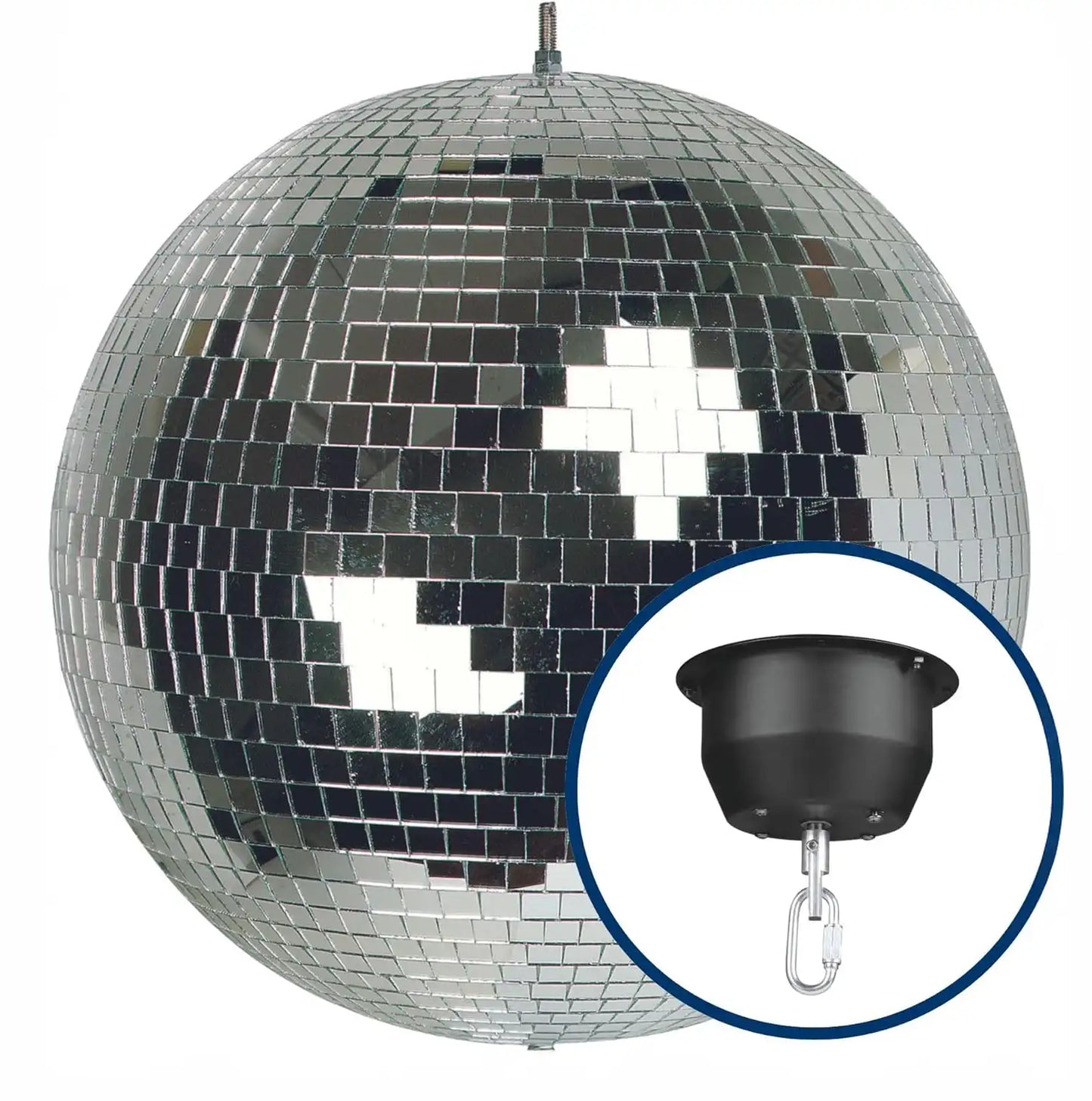 Set grote discobal 50 cm met 14W motor, roterende spiegelbol en ophangsysteem voor plafond