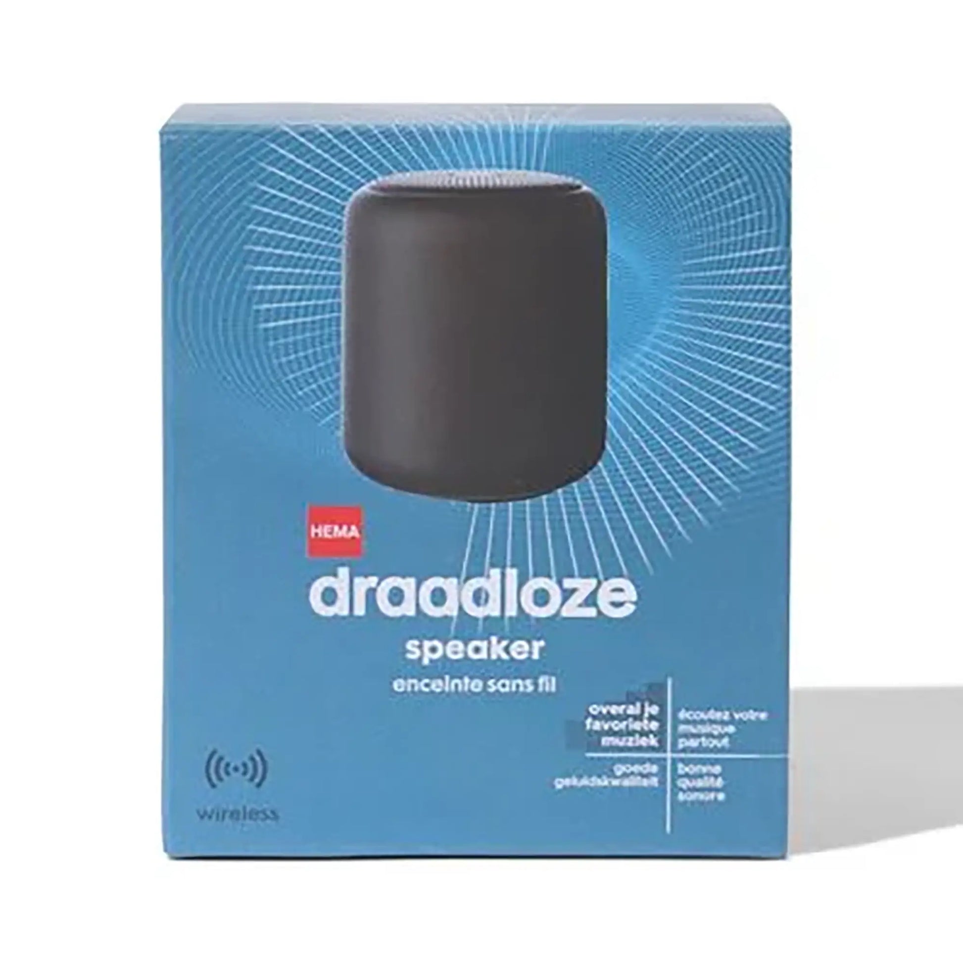 Zwarte HEMA draadloze speaker in originele verpakking, compacte Bluetooth speaker