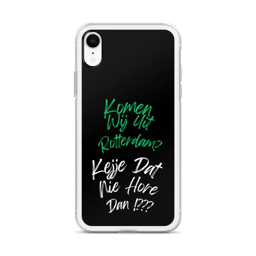 Feyenoord iPhone hoesje 11 t/m 16 met tekst 'Komen wij uit Rotterdam?' voor Feyenoord fans