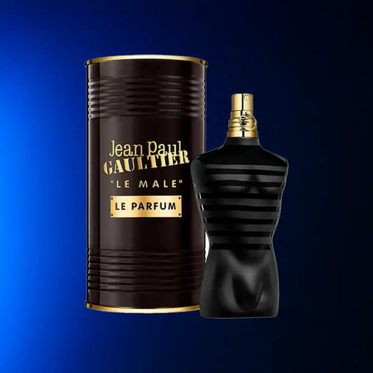 Jean Paul Gaultier Le Male parfum 125 ml op luxe blauwe achtergrond