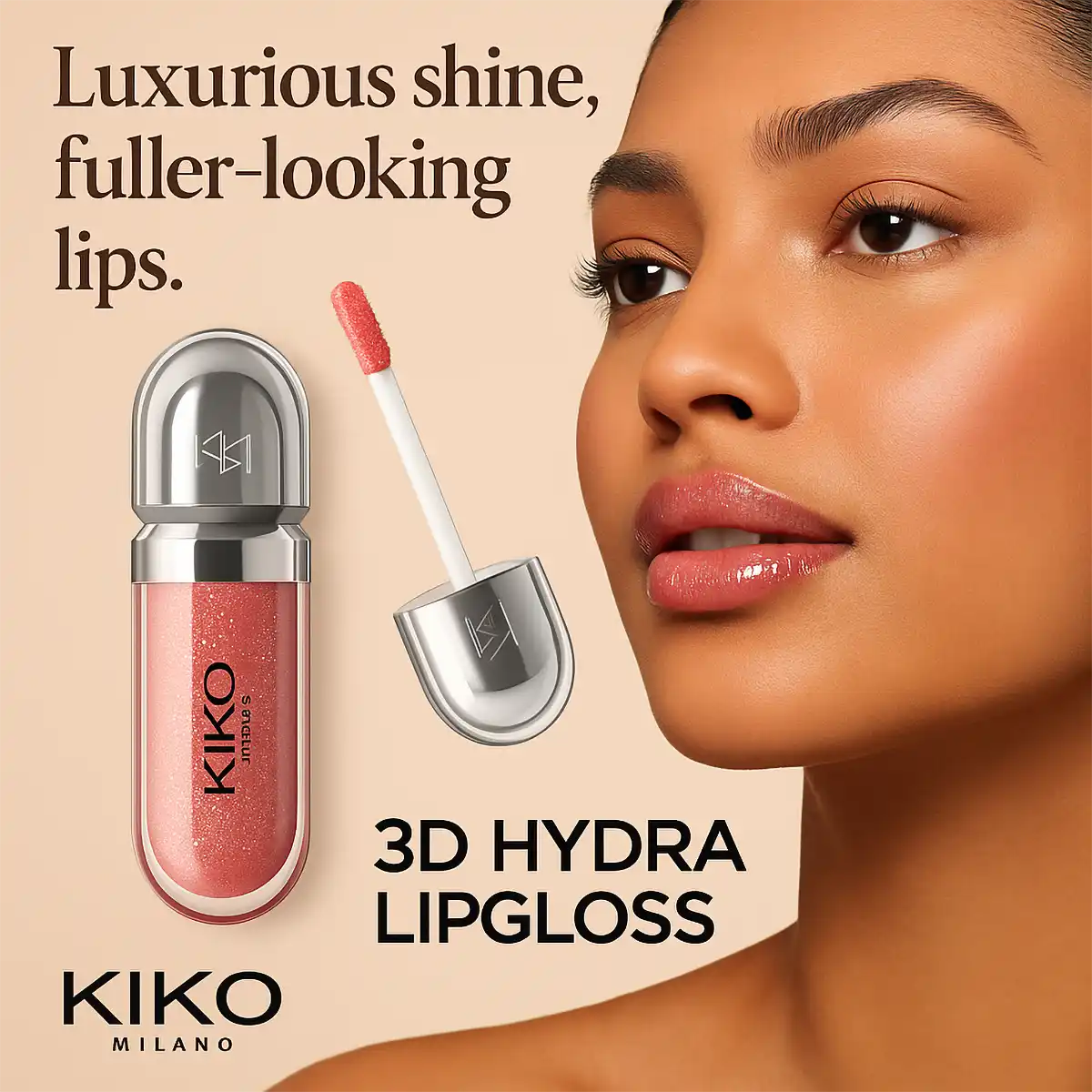 KIKO Milano 3D Hydra Lipgloss voor luxueuze glans en vollere lippen met koraalroze tint