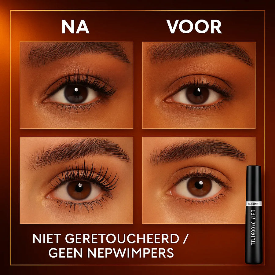 Loreal Telescopic Lift mascara voor-na resultaat bij natuurlijke wimpers zonder nepexemplaren