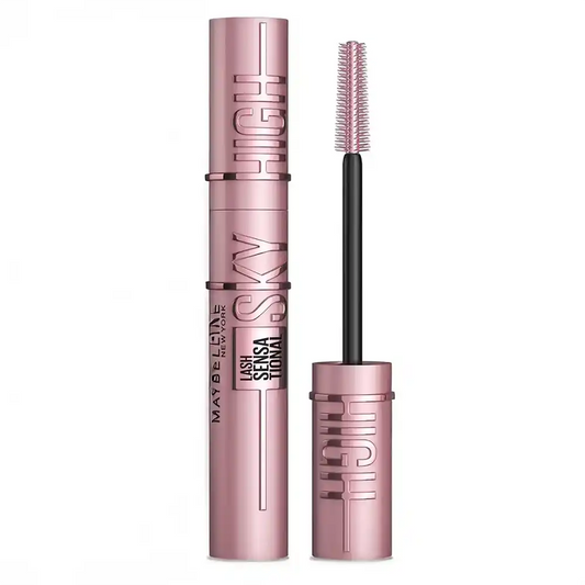 Maybelline Sky High Mascara met roze tube en flexibele borstel voor maximale lengte en volume