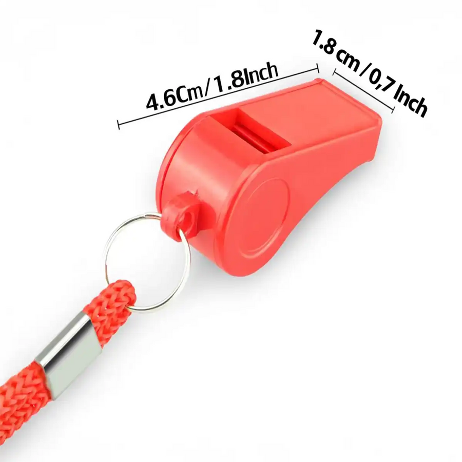 Rood noodfluitje 120dB met lanyard, 4.6 cm, alarmfluit voor noodsituaties, EHBO en prepping