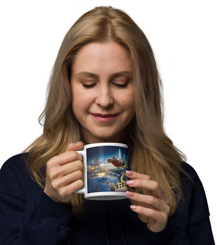 Merry Christmas Rotterdam - De Kerstman Vliegt Over de Skyline Mok