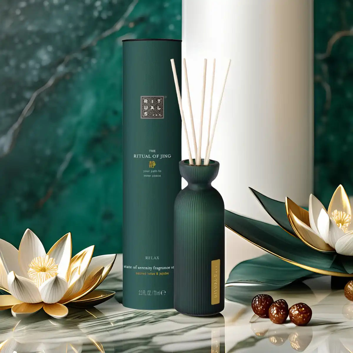 Rituals geurstokjes The Ritual of Jing met lotus en jujube, luxe aroma diffuser voor ontspanning