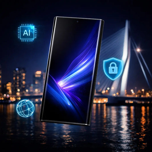 Samsung Galaxy S26 Ultra met AI en Privacy Display - Erasmusbrug Rotterdam nacht