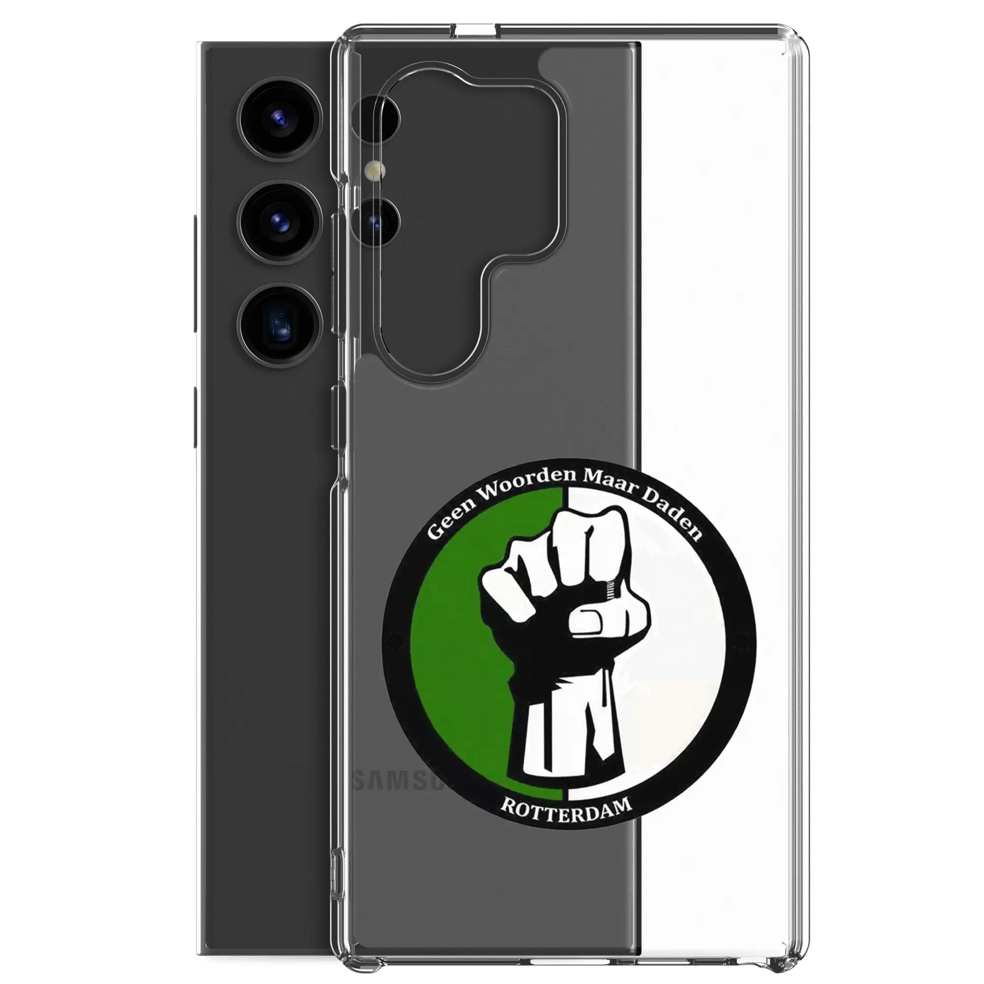 Feyenoord telefoonhoesje Samsung Galaxy S24 met 'Geen Woorden Maar Daden' design