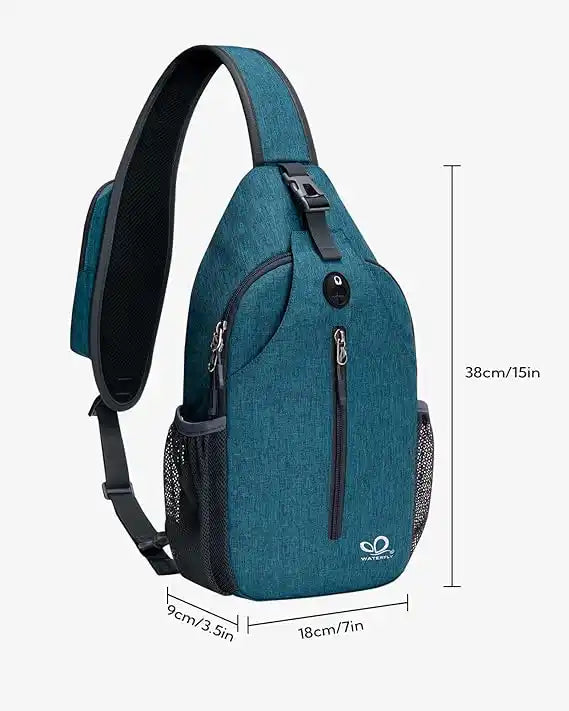 Blauwe crossbody tas, anti-diefstal rugzak 38x18x9 cm, lichtgewicht en compact