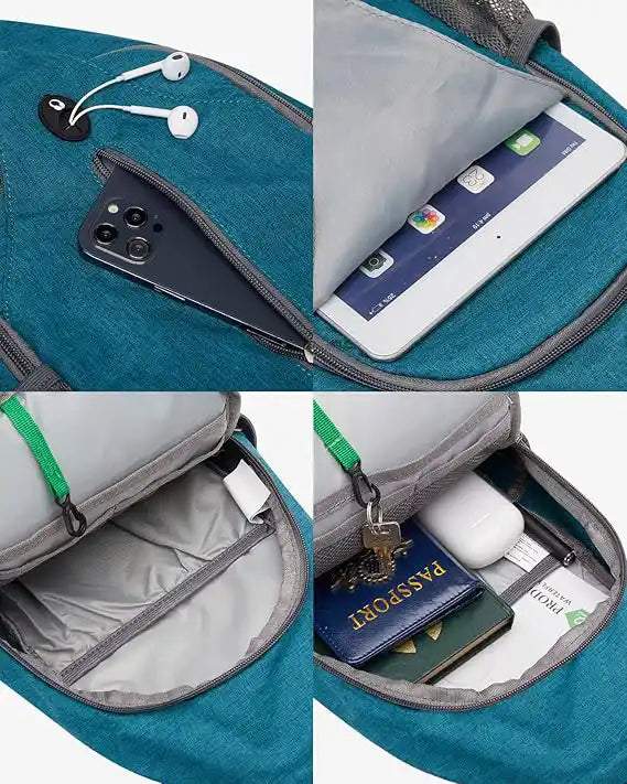 Close-up crossbody tas met vakken voor telefoon, sleutels en paspoort