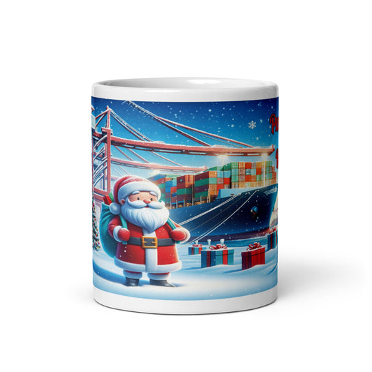 DEZE MOK IS UITVERKOCHT!!!!!  Prettige Kerst: Kerstman in Rotterdam Haven Mok