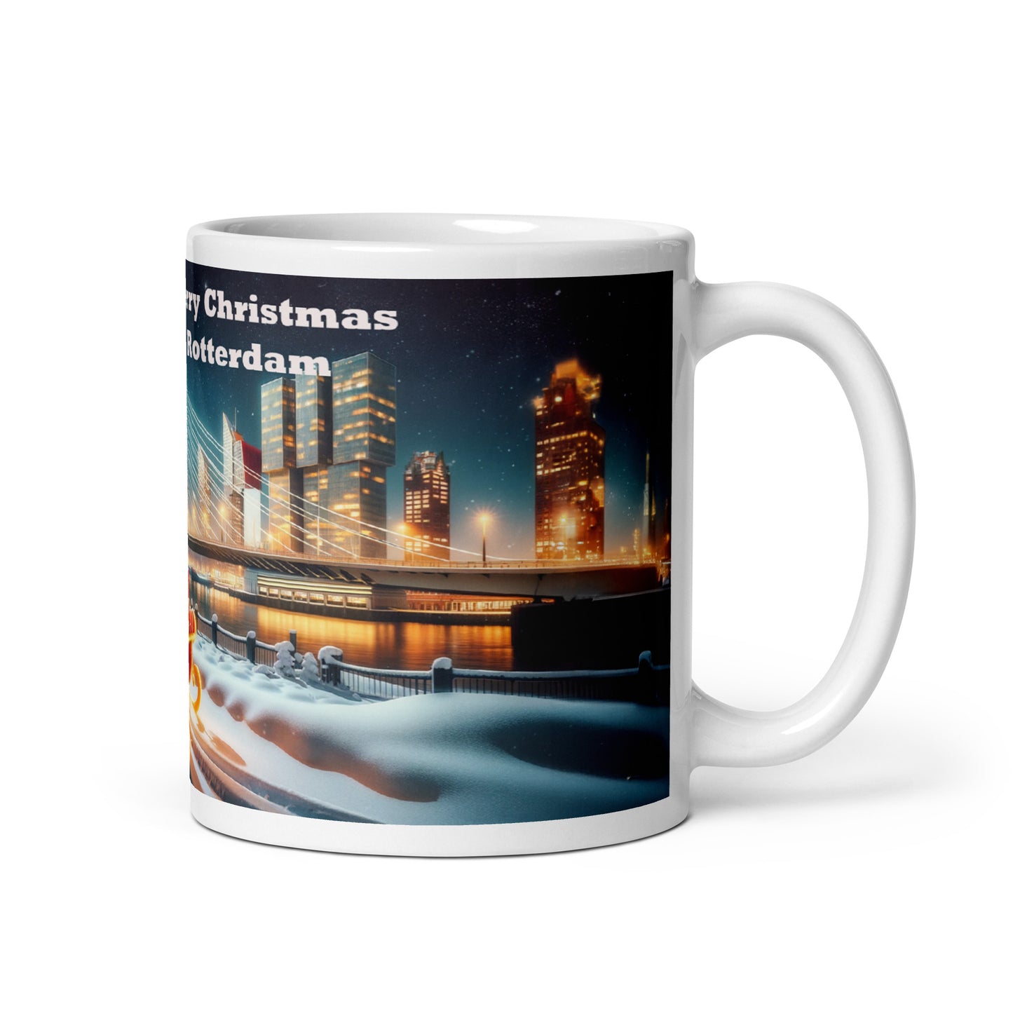 Erasmusbrug Kerstavond - Kerstman op Arreslee Mokende mok