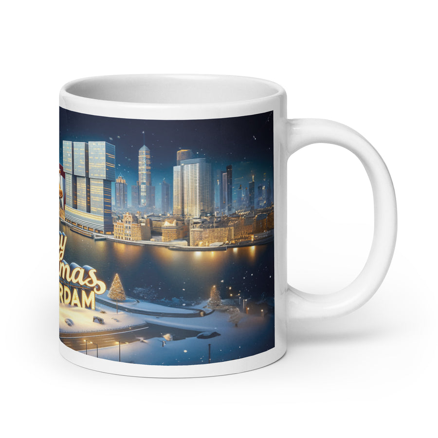 Merry Christmas Rotterdam - De Kerstman Vliegt Over de Skyline Mok